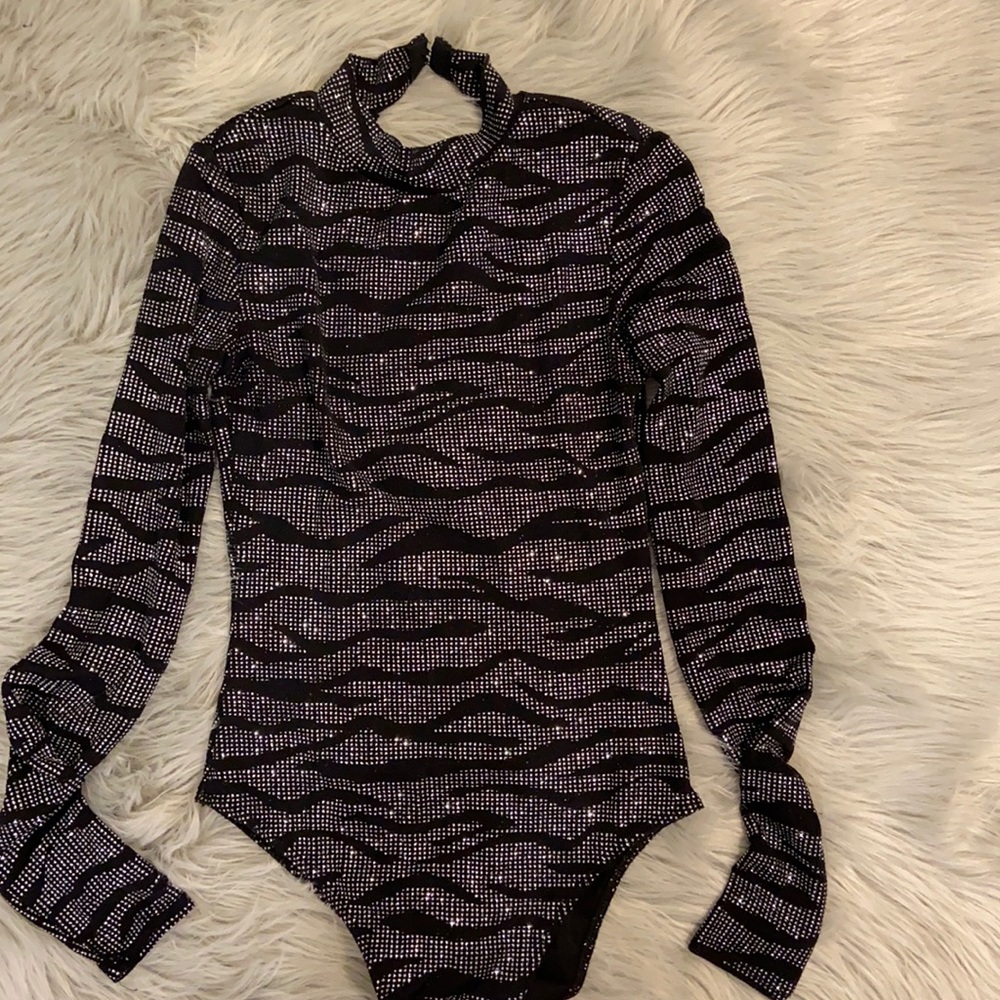 Black and silver sparkly bodysuit